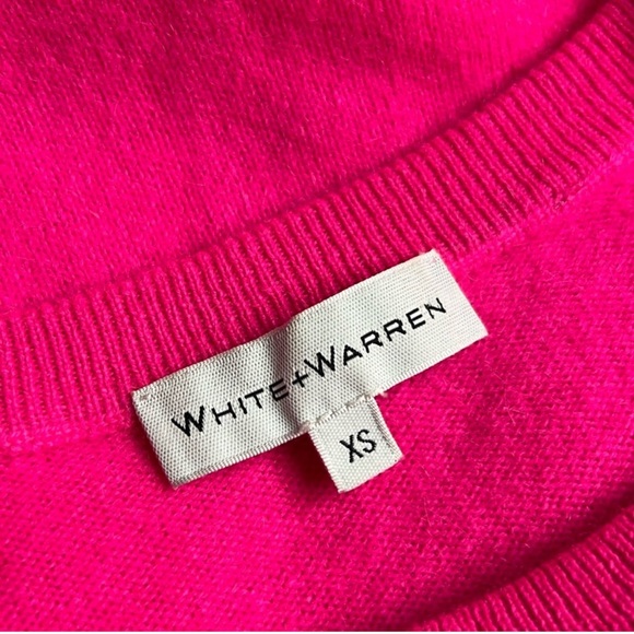 WHITE + WARREN Pink Essential Cashmere Crewneck XS - Picture 8 of 9